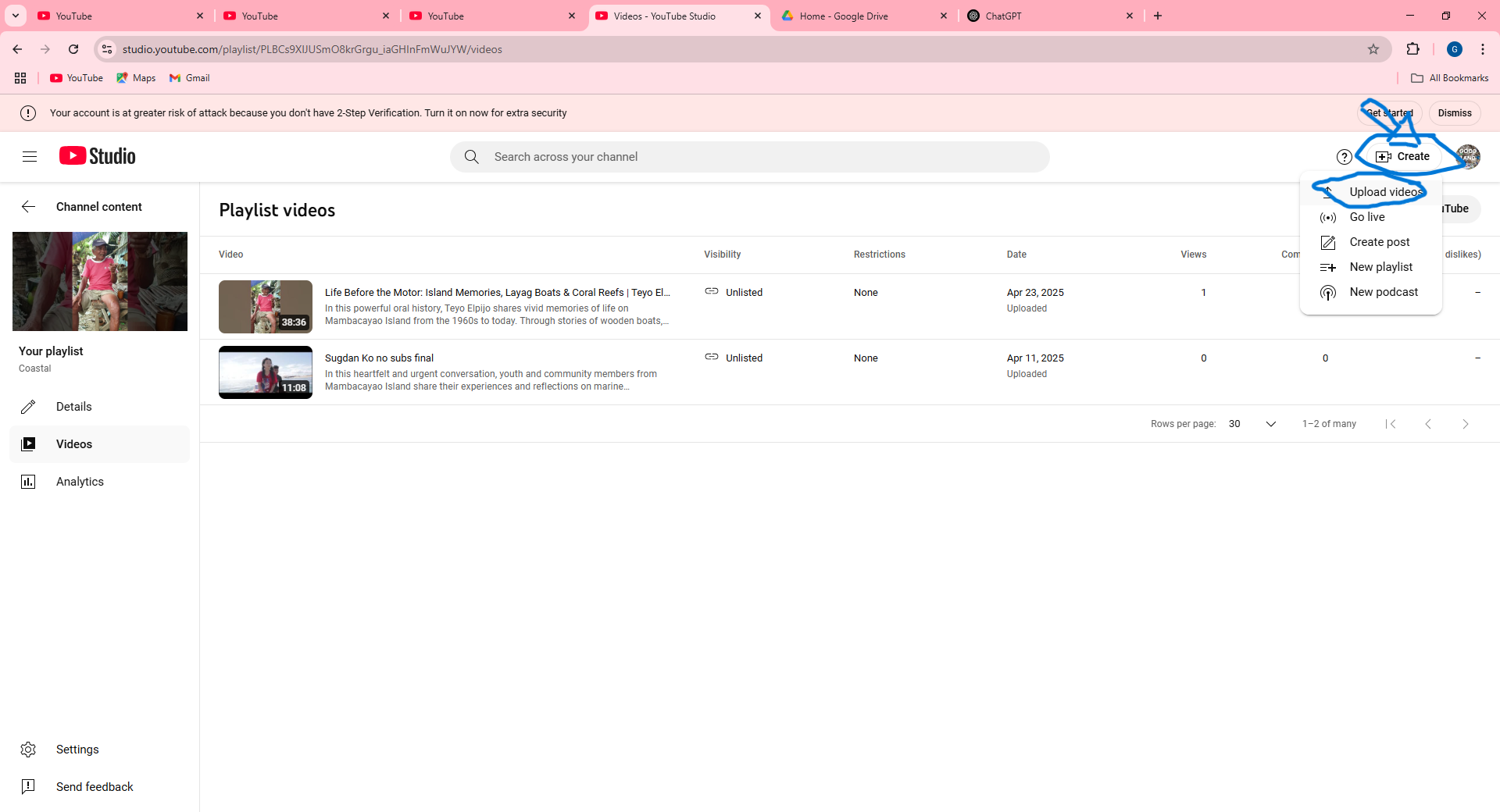 Videos - YouTube Studio - Google Chrome 5_13_2025 4_17_08 PM